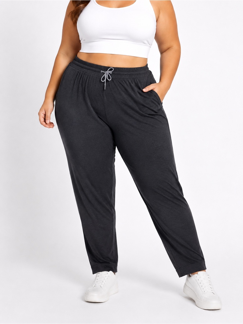 Alfani Black Drawstring Track Pants - Plus Size